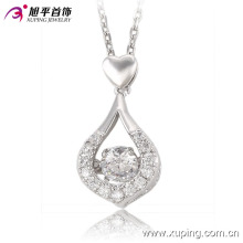 32542-moda el más nuevo Rhdium CZ diamante doble corazón joyería colgante collar para niñas &#39;regalos
